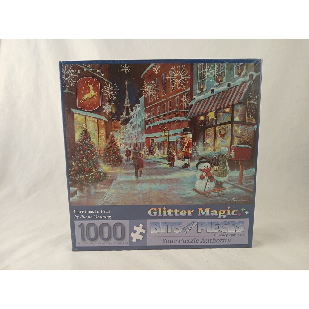 Bits and Pieces 1000 Piece Glitter Magic Puzzle-Christmas in Paris-NEW/SEALED!